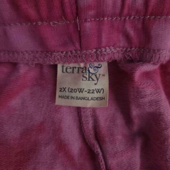 Terra & Sky Plus 2X Tie Dye Pink Shorts and Sweatshirt Set 2-Piece - Picture 11 of 12